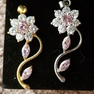 4  Pendants 2 white & Pink CZ in both gold /sil